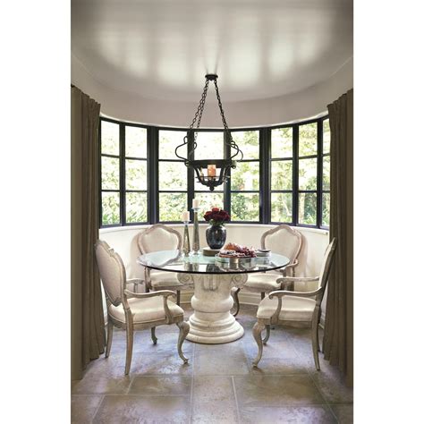 Glass top dining table is a great dining table type to create clean, shiny, smooth surface. Bernhardt Campania Round Glass Top Dining Table with ...