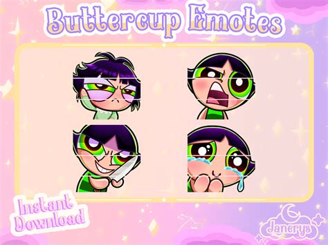 4 Cute Powerpuff Girls Emotes For Twitch Youtube Buttercup Janerys
