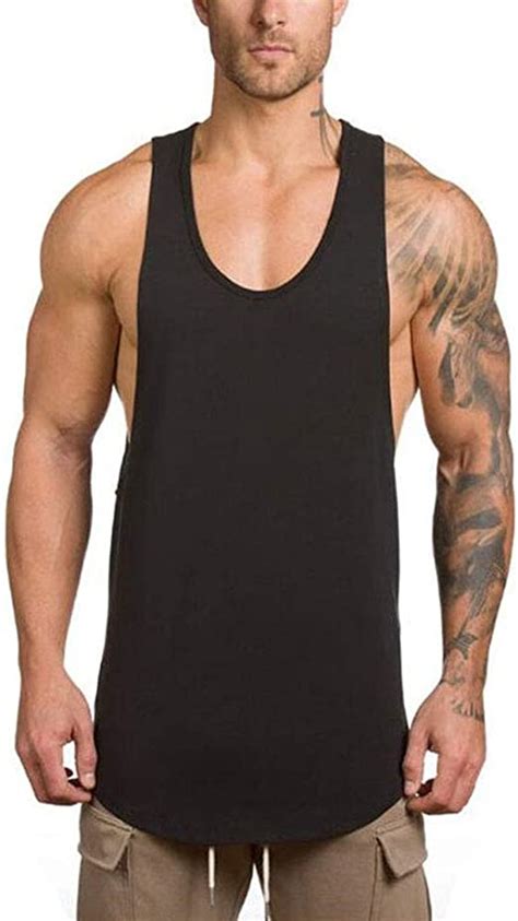 Mens Muscular Cut Open Sides Tank Tops Bodybuilding Sleeveless T Shirts Uk Clothing