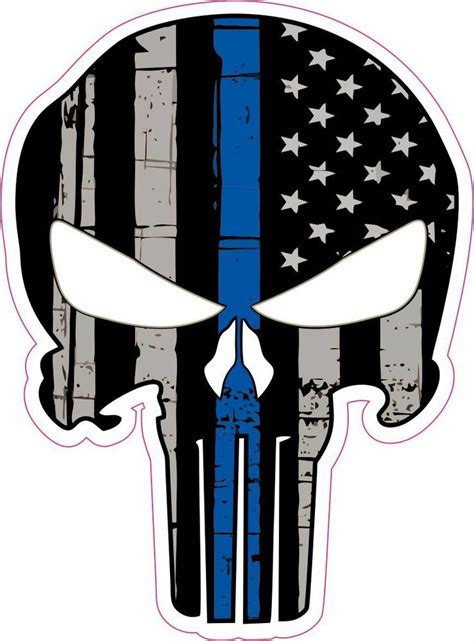 Punisher Skull American Flag Thin Blue Line Police Vinyl Sticker Decal