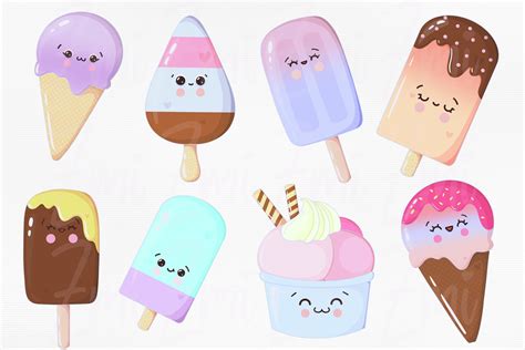 Popsicle Clipart Commercial Use Kawaii Popsicles Cliparts Etsy