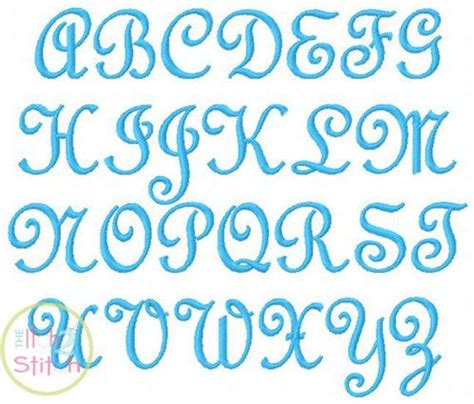 French Script Embroidery Font Sizes 1 15 Etsy Script Monogram