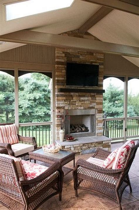 Screen Porches Ideas Outdoor Gas Fireplace Screened Porch