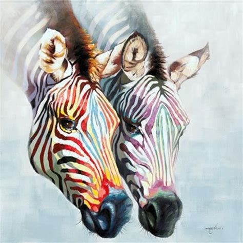 Colorful Zebras Zebra Painting Horse Oil Painting Oil Painting On