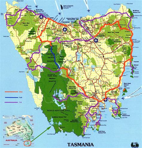 Tasmania Map Entire Route