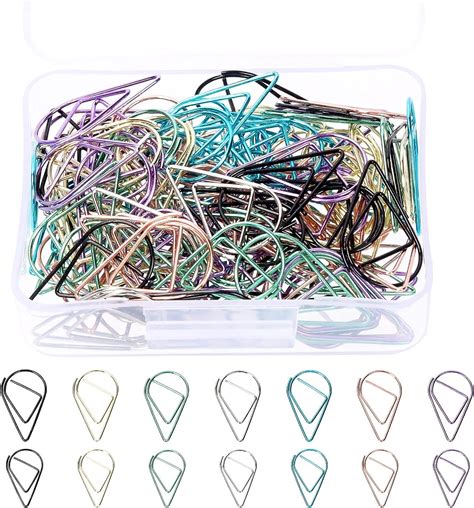 Tanstic Pcs Colors Drop Shaped Paper Clips Steel Multicolor Cute Paper Clips X MM