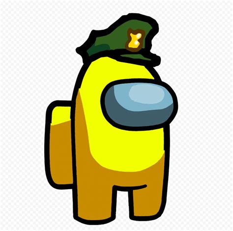 Hd Yellow Among Us Character With Military Hat Png Citypng