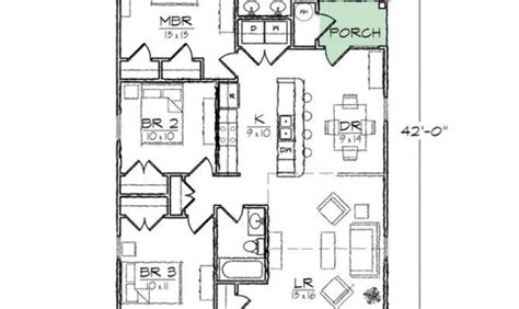 Narrow Lot Cottage Plan Floor Master Suite Home Plans Blueprints