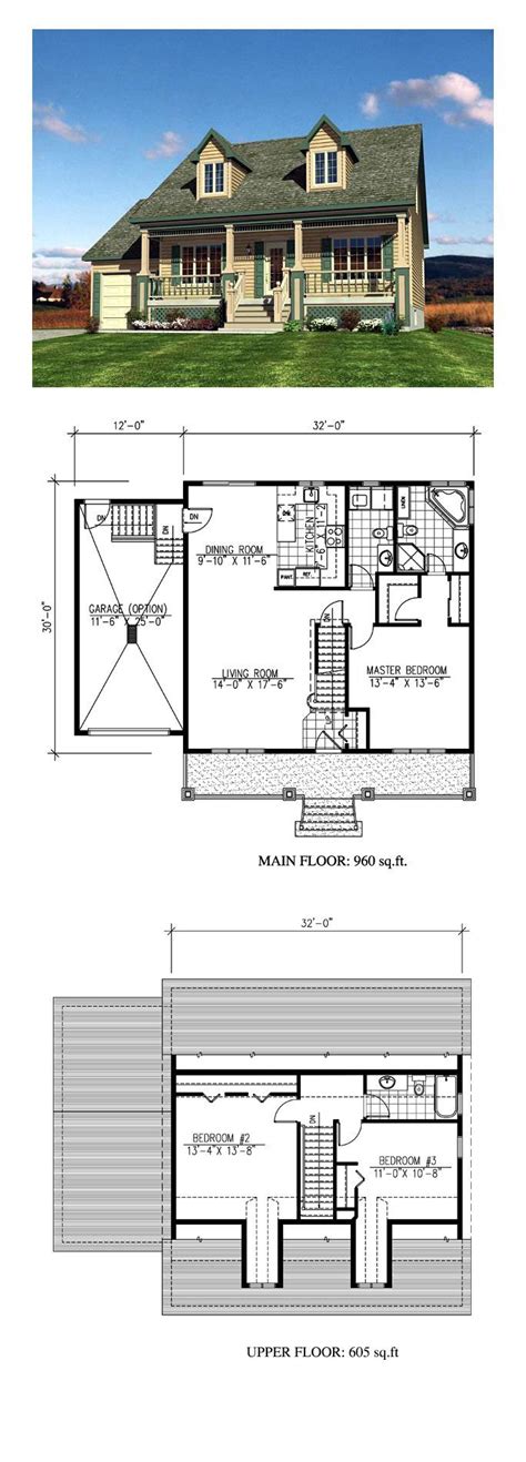 Cape Cod House Plan 48171 Total Living Area 1565 Sq Ft 3 Bedrooms