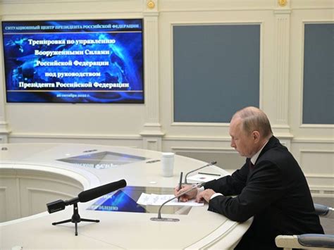 putin bei training der strategischen abschreckungskräfte sn at