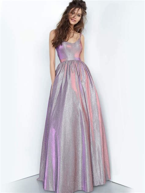 jvn by jovani 2191 iridescent shimmer ball gown prom dress pockets 1000 in 2020 metallic