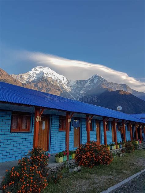 View Of Chomrong On The Annapurna Base Camp Trek Nepal Stock Image