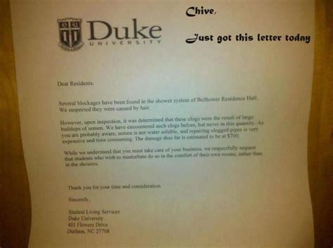 25 Fake Letters Warning Students Not To Masturbate In Dorm Showers