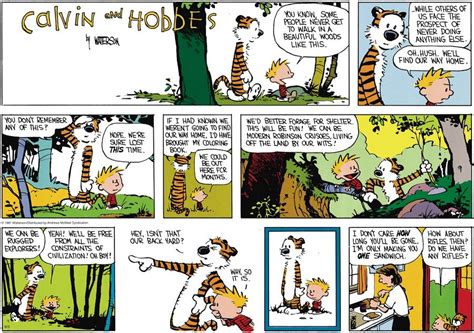 Quoting wikipedia, calvin and hobbes is a daily american comic strip created by cartoonist bill watterson that was syndicated from november 18 Calvin and Hobbes by Bill Watterson for September 03, 2017 ...
