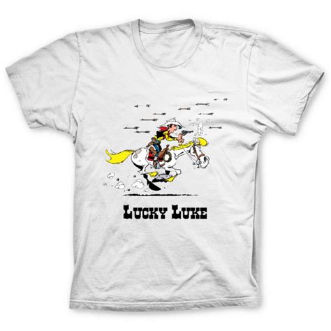 T Shirt 100 Cotton Lucky Luke Attacked With Indian Arrowst White Ebay