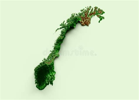 Norway Topographic Map 3d Realistic Map Color 3d Illustration Stock