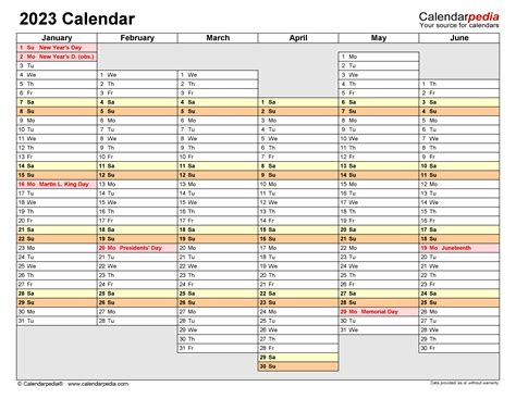 2023 Calendar Pdf Word Excel Free 2023 Printable Calendar One Page
