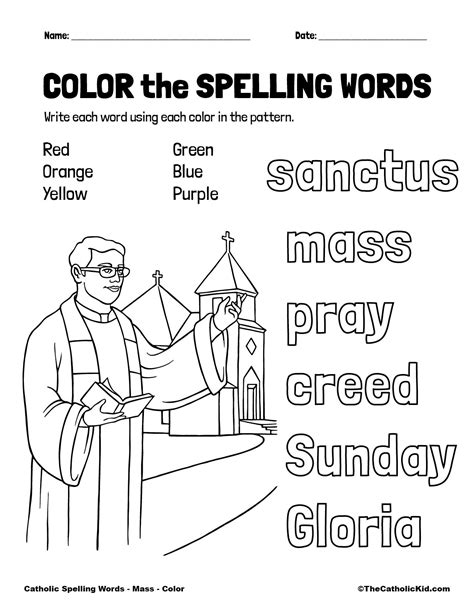 Catholic Spelling And Vocabulary Words Mass Worksheets
