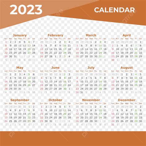 2023 Year Calendar Vector Art Png Calendar Year 2023 Twelve Months