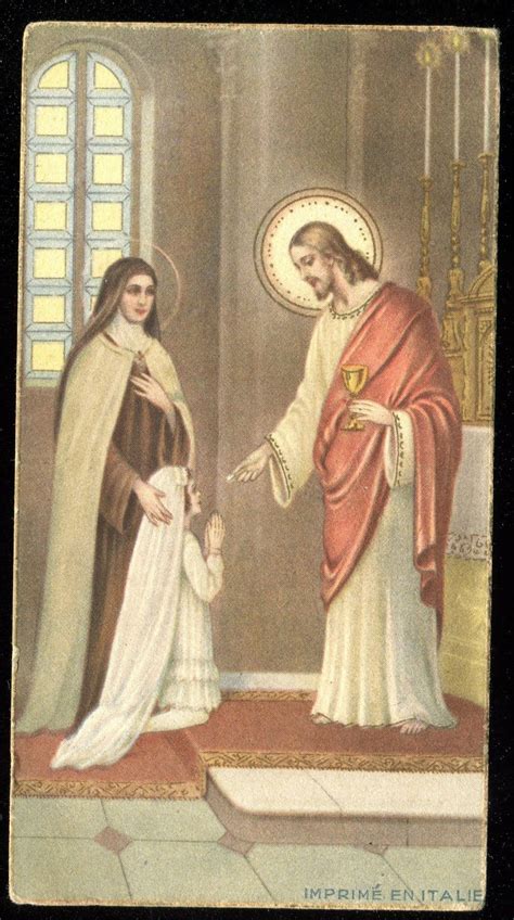 Vintage Holy Card Of Communion With Jesus And St Therese Vintage Holy