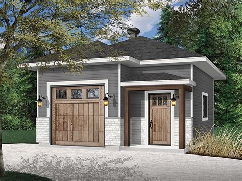 A Two Car Garage Is Shown In This Rendering