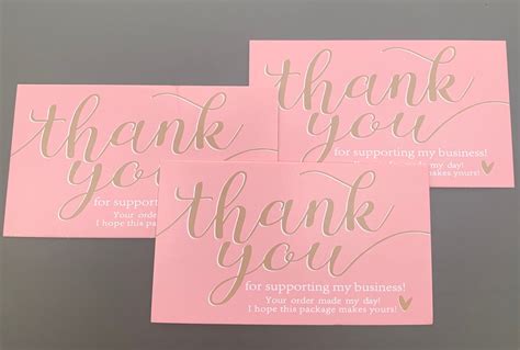 5x9cm 2x35 Pink Thank You Cards Business Cards Etsy