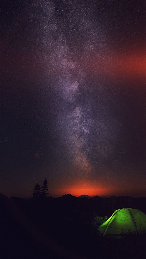 Camping Night Star Galaxy Milky Sky Dark Space Android Wallpaper