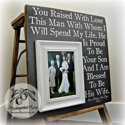 Also, what type of gifts are given? Parents of the Groom Gift Personalized Picture Frame 16x16 You RAISED WITH LOVE Father of the ...