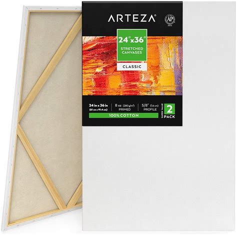Arteza Stretched Canvas Classic White 24 X36 Large Blank Canvas
