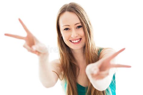 Female Showing Peace Sign Stock Photo Image Of People 27960746