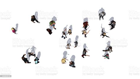 Crowd Of People In Topview Isolated On White Background Stock Photo