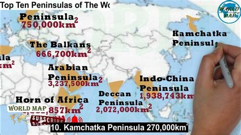 Top Ten Peninsulas Of The World World Peninsulas Map Series Of