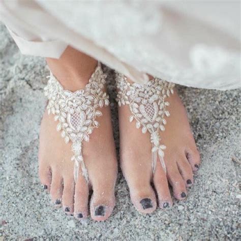 ivory gold frame beach wedding barefoot sandals ivory barefoot sandals sexy anklet bellydance
