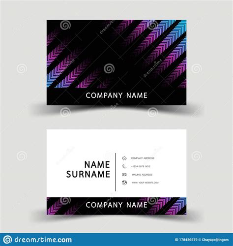 Colourful Business Card Design On The Gray Background Editorial Stock