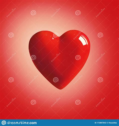 Valentines Day Heart On Red Background Romantic Greeting Card Love