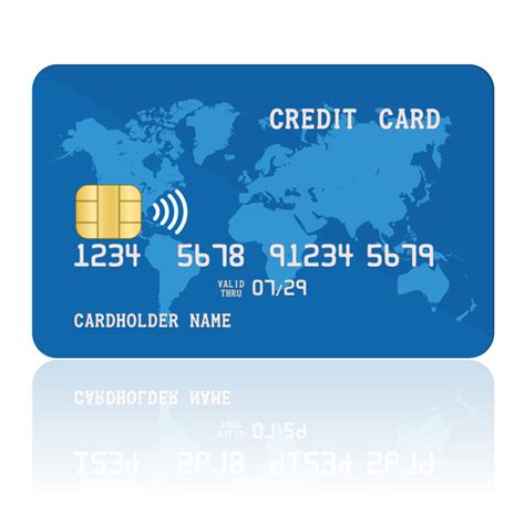 Credit card thieves can make a duplicate of your card. Premium Vector | Blue contactless credit card.