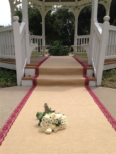 30 Ft Burlap And Lace Aisle Runner Burgundy Redwine Lace Etsy