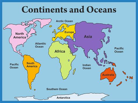 Map Of The World For Kids Continents And Oceans