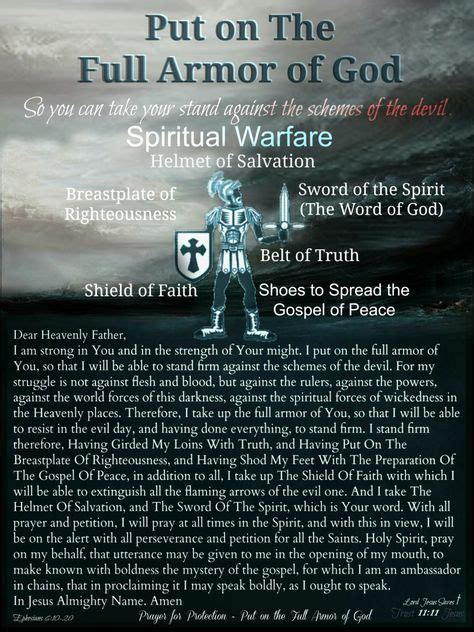 Put On The Full Armor Of God Spiritual Warfare Prayers Prayer For