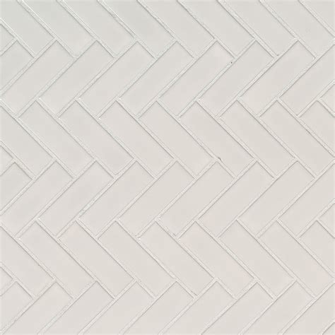 White Glossy Herringbone Porcelain Mosaic