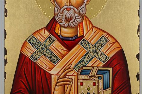 St Nicholas Of Myra Polished Gold Halo Orthodox Icon Blessedmart