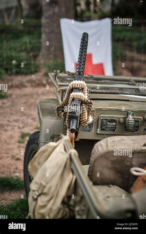 A Machine Gun Mounted On A Jeep At The No Mans Land Event At