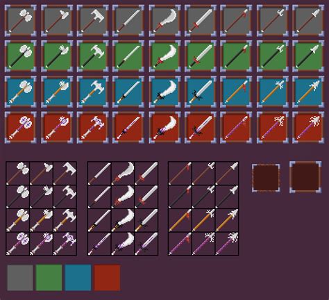Pixel Art 24x24 Weapon Icons By Claypex