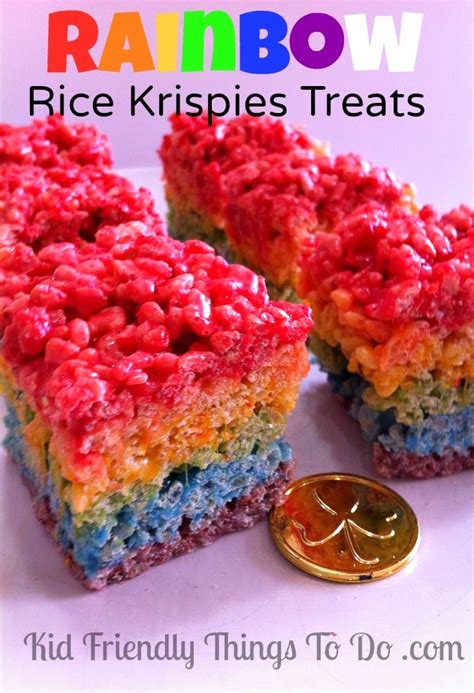 St Patricks Day Dessert Rainbow Rice Krispies Treats
