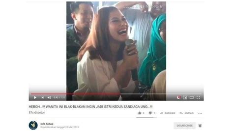 Heboh Vincentia Tiffani Minta Jadi Istri Kedua Sandiaga Uno Ini Video Reaksinya Yang Jadi