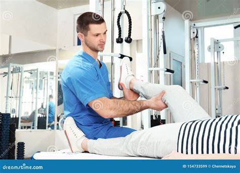 Physiotherapist Working With Patient Stock Image Image Of Adult Exercise 154733599