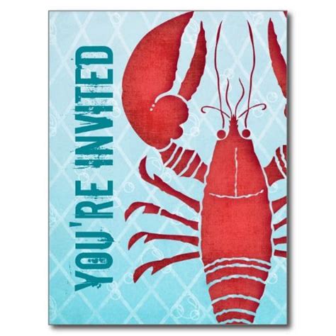 Retro Lobster Postcard Invitation Postcard Invitation