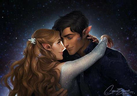 A Man And Woman Are Hugging In Front Of The Night Sky With Stars Behind Them