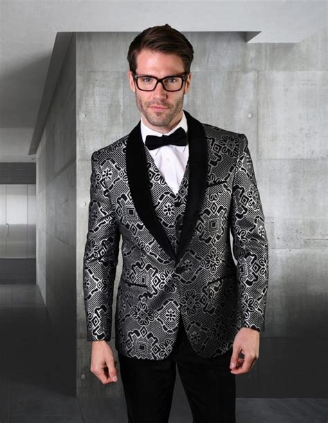Statement Vl 101 Black 4 Pc Fancy Suit With Matching Bow Tie Modern