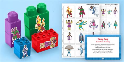 Superhero Building Activity Busy Bag Prompt Card And Resource Pack